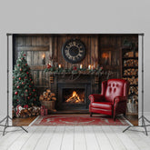 Lofaris Aus Holz Braun Kamin Baum Sofa Weihnachten Hintergrund